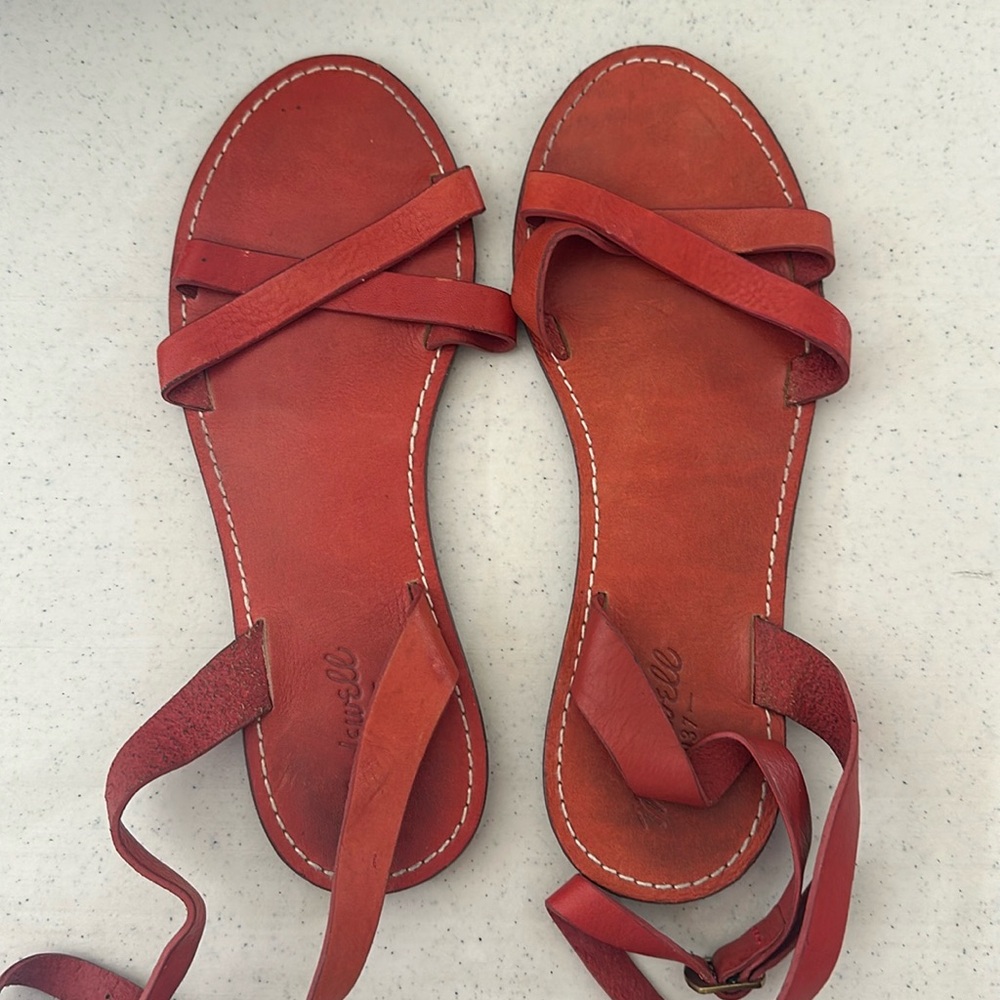 Madewell red criss cross sandals